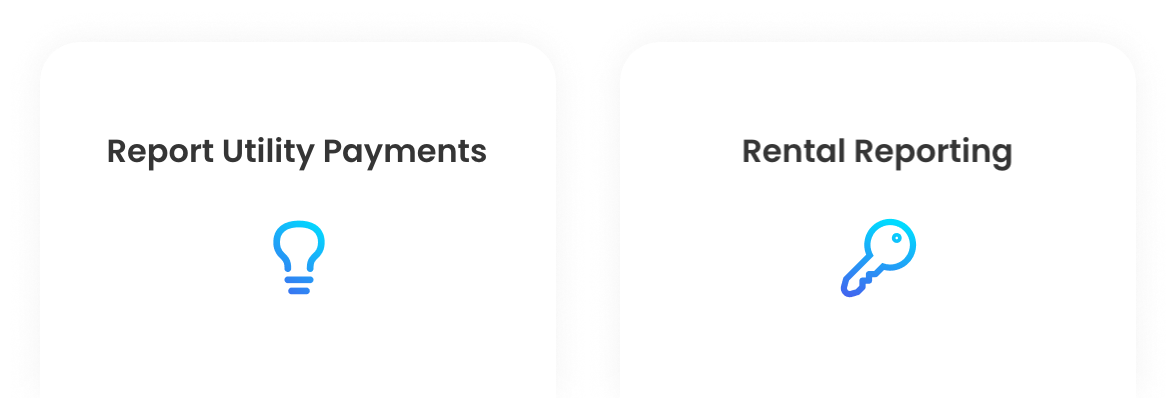 two graphic that say "report utility payments" and "rental reporting"
